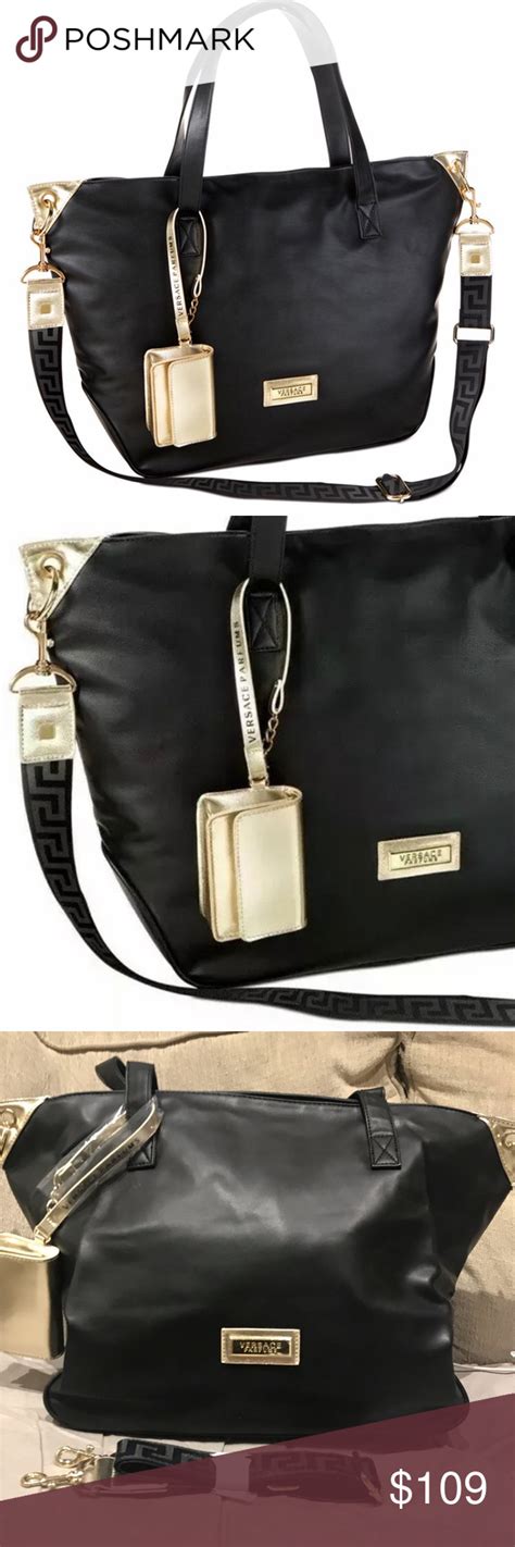 versace parfums cosmetic bag|versace parfums black tote bag.